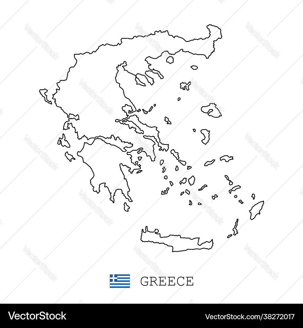 Greece map line linear thin simple outline Greece map line linear thin simple outline vector image