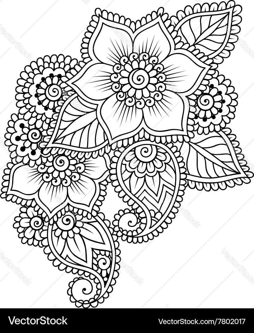 Henna Floral Ornament - Paisley Style Vector Image