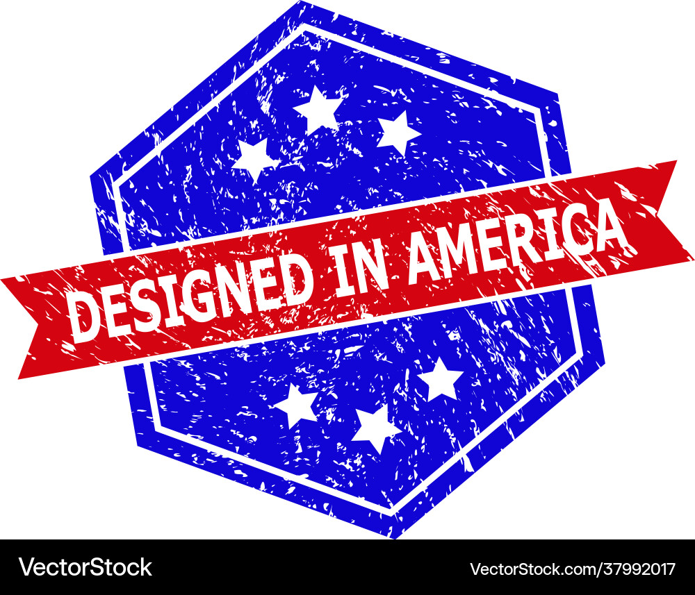 Hexagon bicolor entworfen in America Stempel Hexagon bicolor entworfen in America Stempel vektorbild