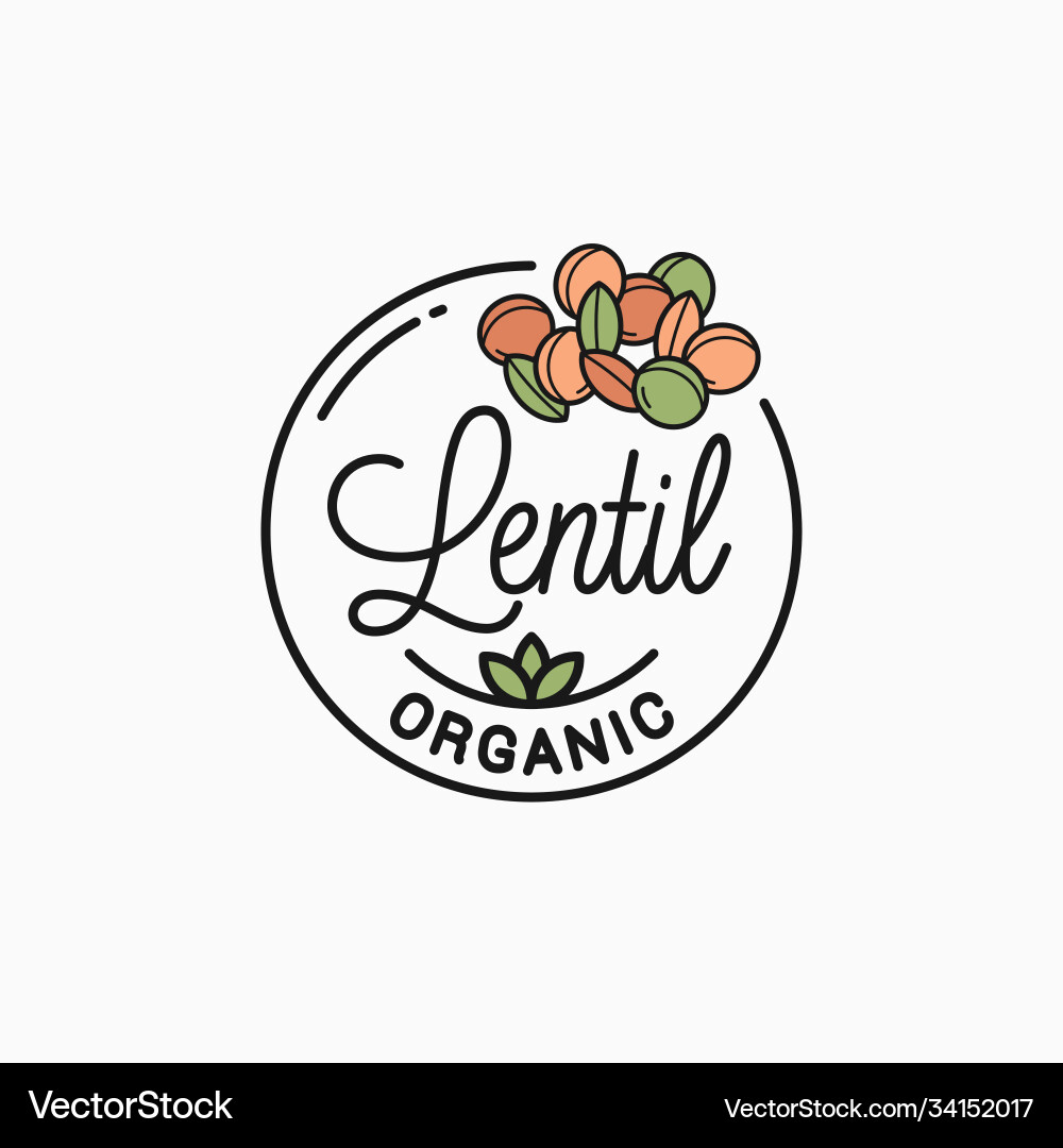 Lentil logo round linear on white vector image