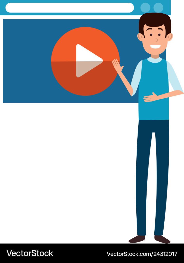 Man teaching with media player display Man teaching with media player display vector image