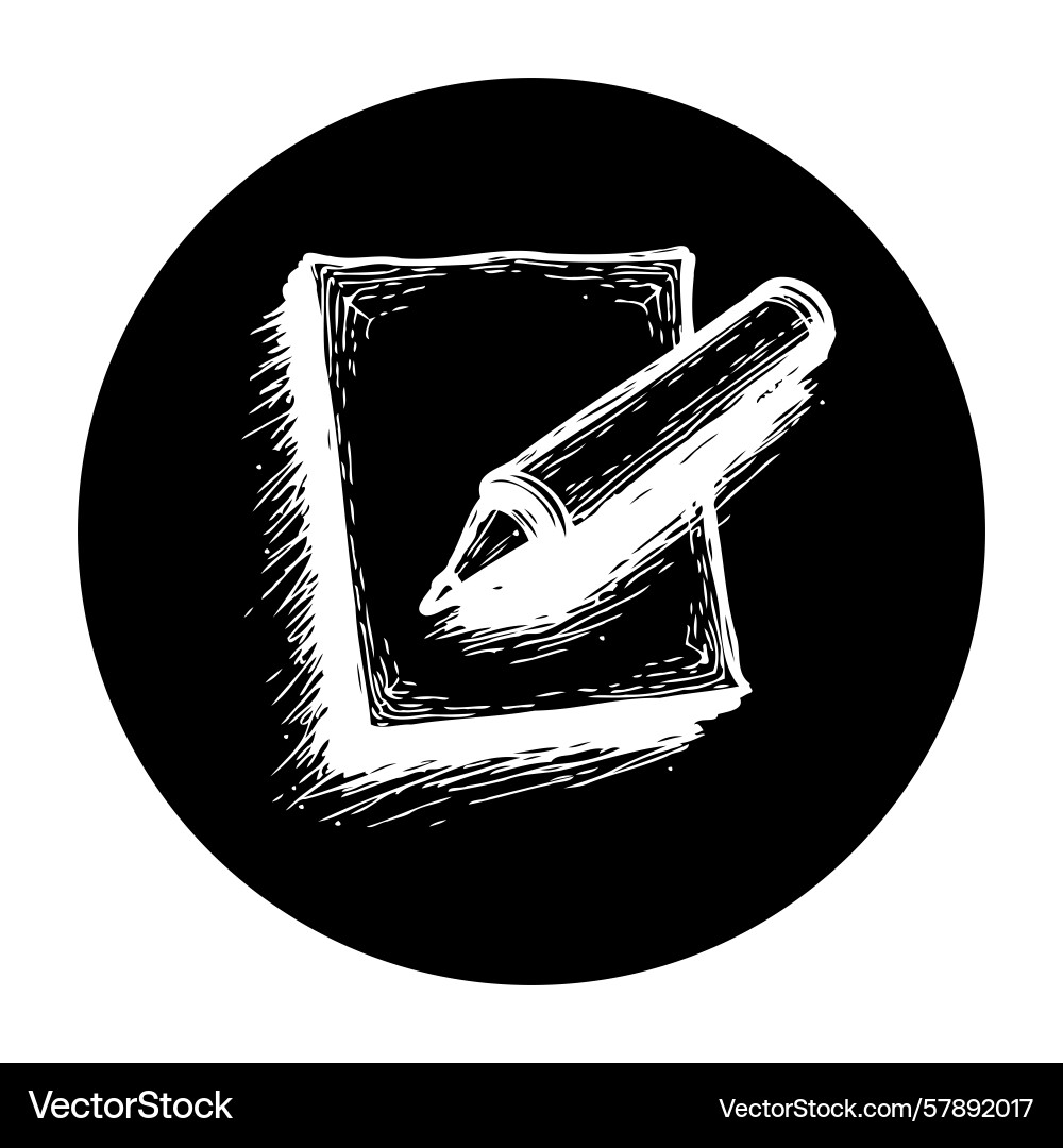 Notebook and pen against a black background Vector Image