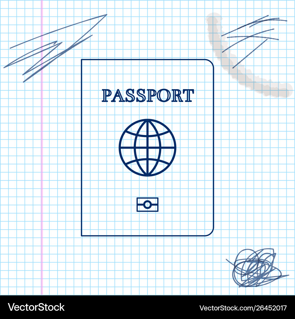 Passport with biometric data line sketch icon Passport with biometric data line sketch icon vector image