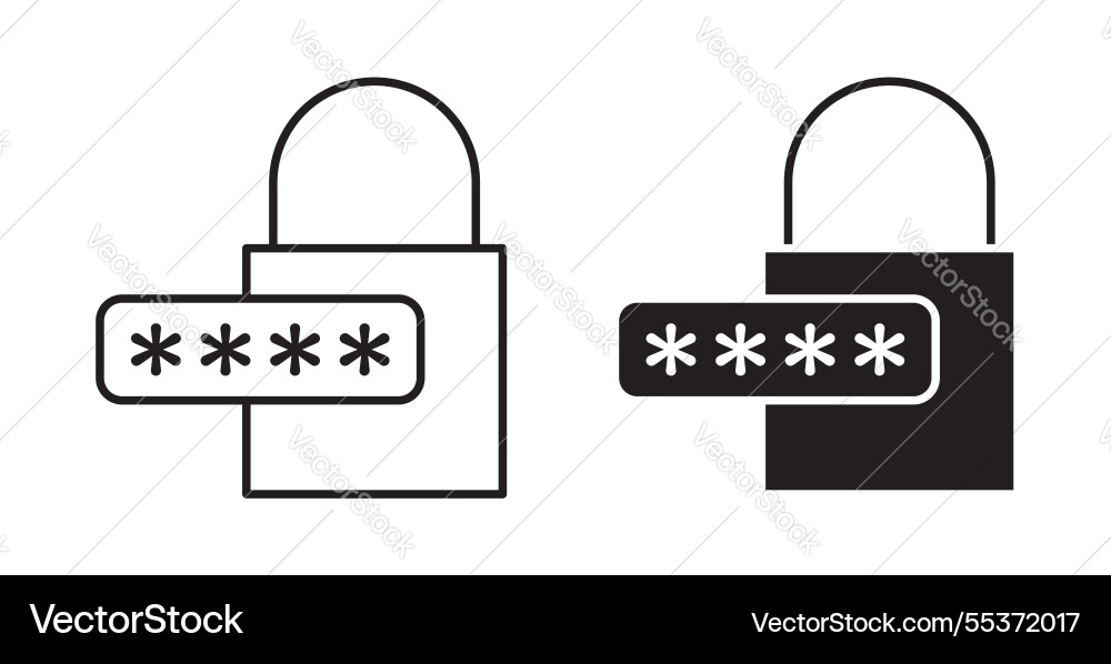 Password icon set in thin line for web Password icon set in thin line for web Vector Image