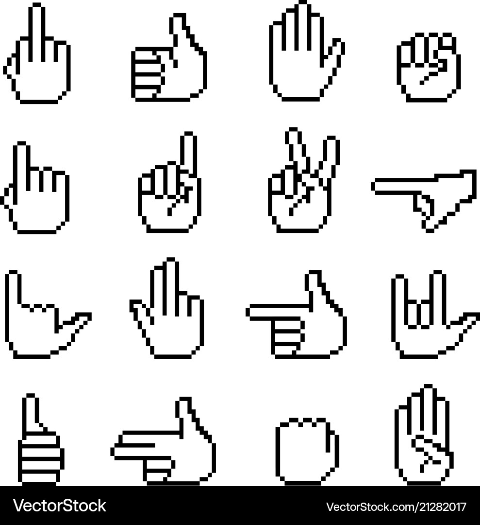 Pixel hand gesture vector image