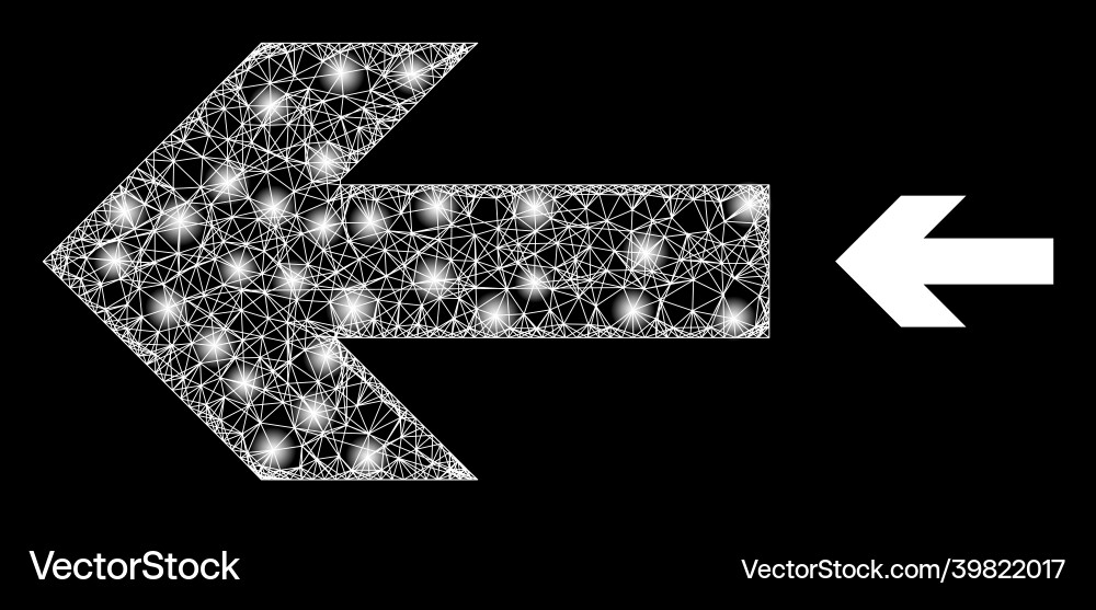 Polygonal 2d mesh left arrow direction with glare Polygonal 2d mesh left arrow direction with glare vector image