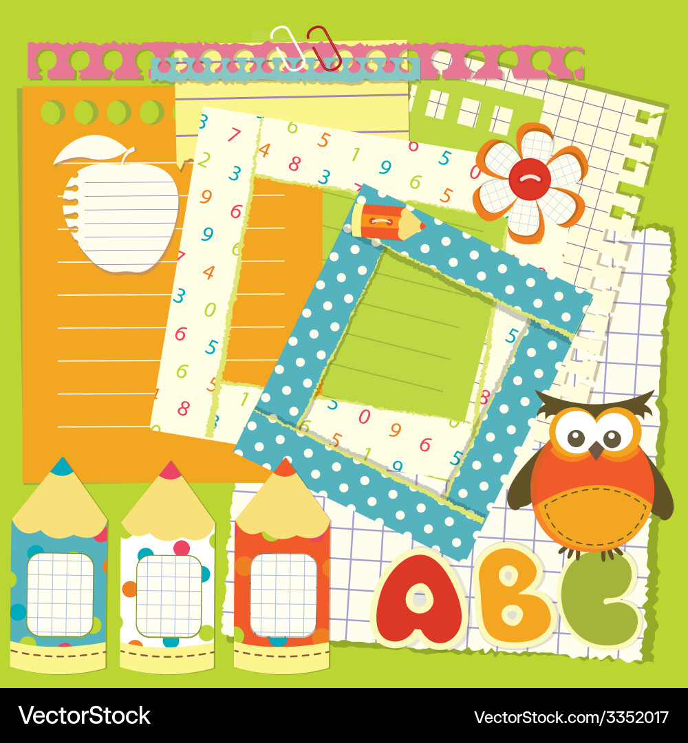 School scrapbook set Royalty Free Vector Image