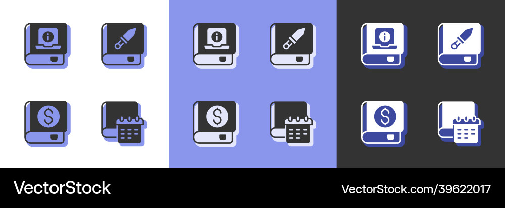 Set daily paper notepad user manual financial Vector Image