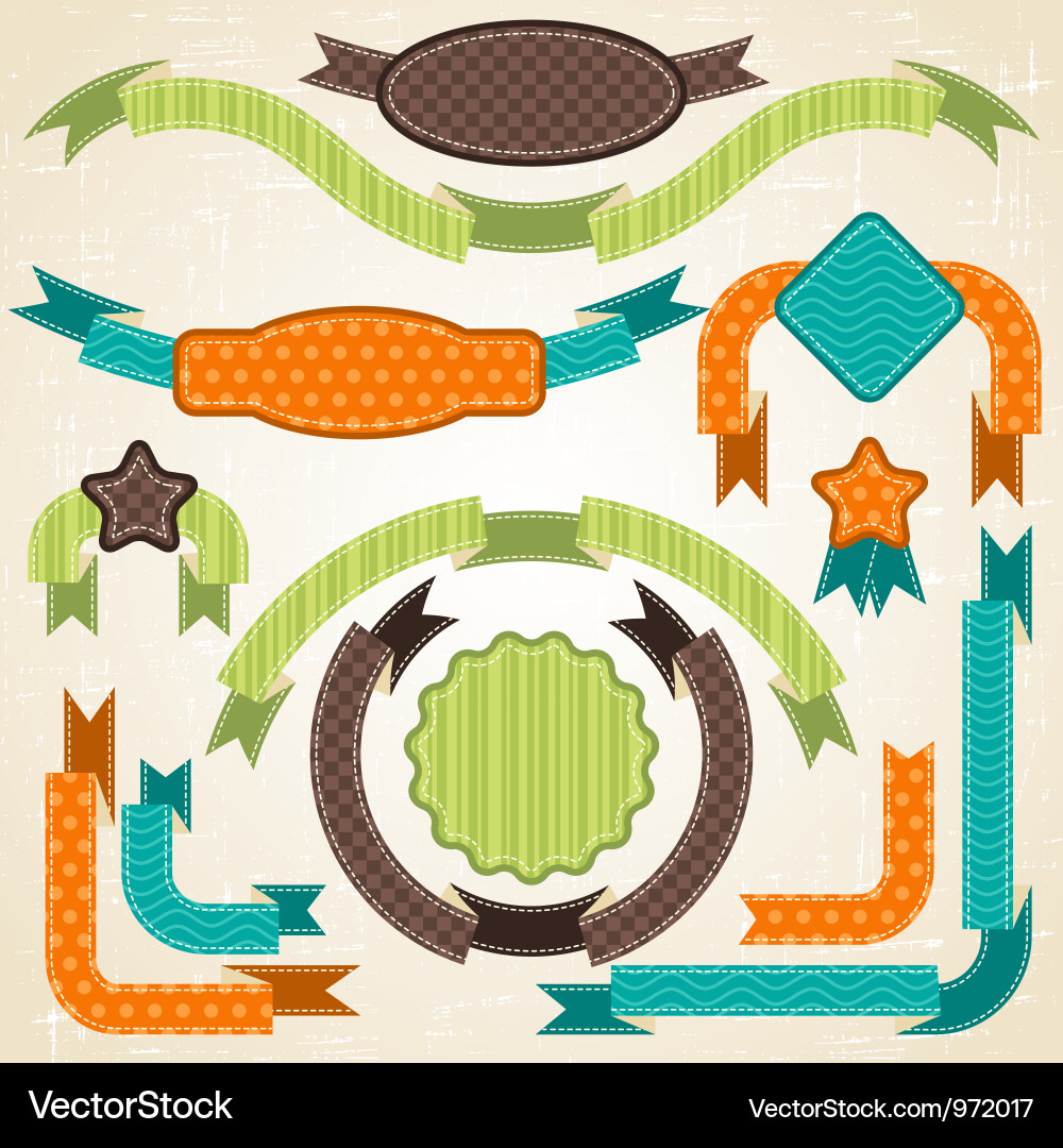 Set of retro ribbons and labels vector image