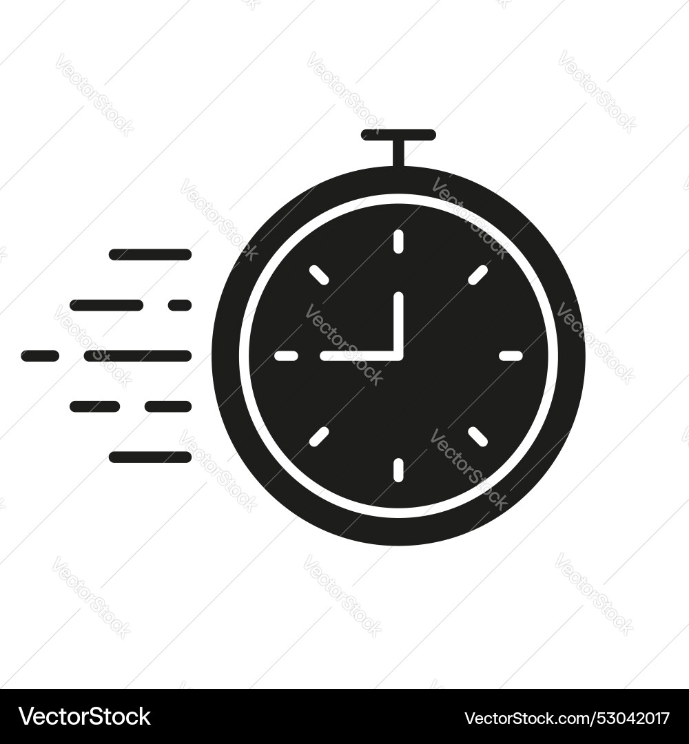Speed timer silhouette icon fast moving clock Vector Image