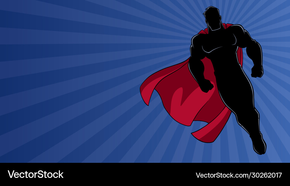 Superhero fliegendes Strahlenlicht Hintergrund 2 Silhouette Superhero fliegendes Strahlenlicht Hintergrund 2 Silhouette vektorbild
