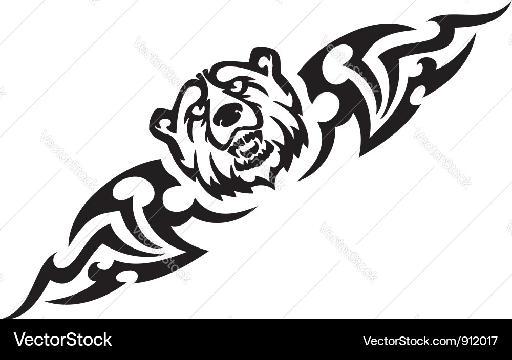 Tribal Bear with Symmetric Patterns Vector Image