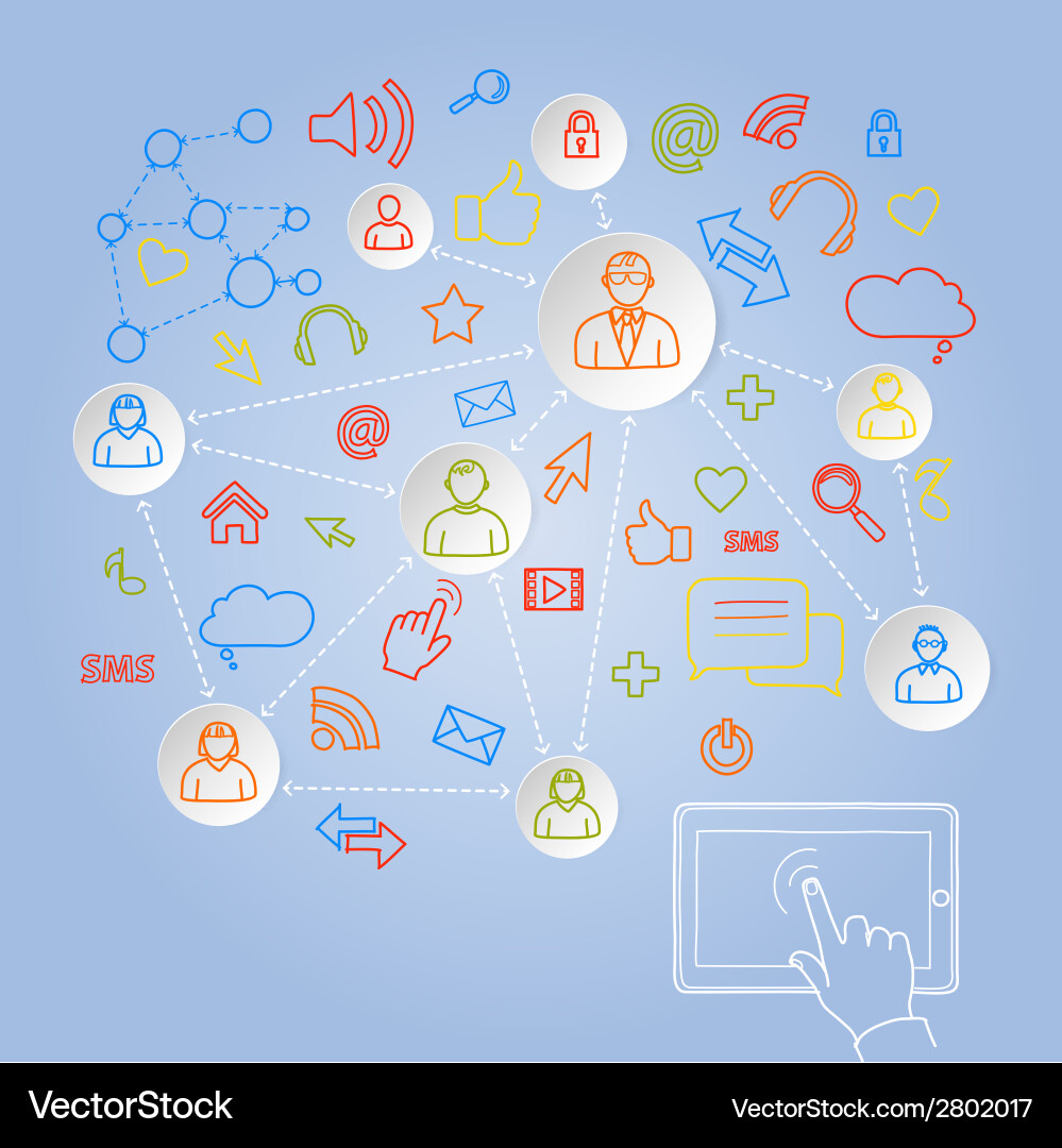 Using tablet for social network concept vector image