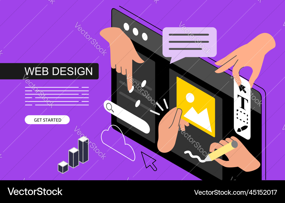 Web page isometric concept use Web page isometric concept use vector image