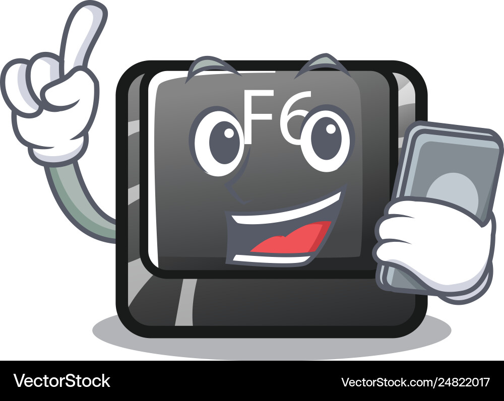 With phone longest f6 button on cartoon computer With phone longest f6 button on cartoon computer Vector Image