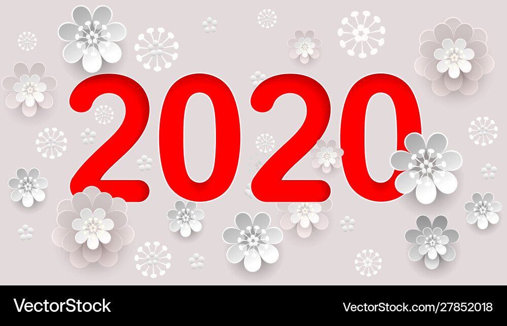 2020 new year text number calendar abstract vector image