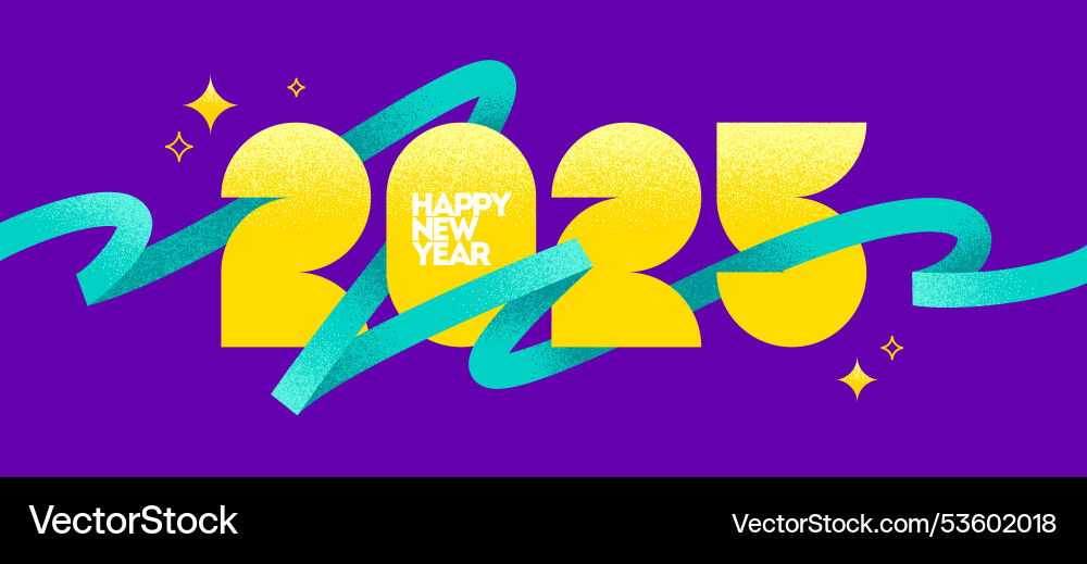 2025 new year logo with ribbon 2025 new year logo with ribbon vector image