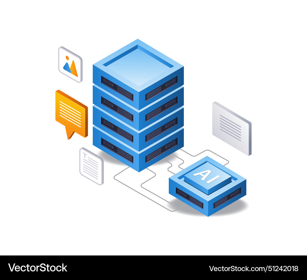 Artificial intelligence data server infographic Vector Image