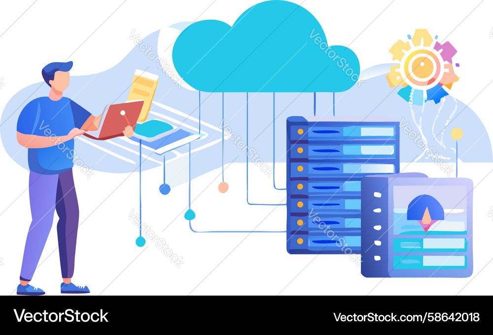 Cloud Data Network Management Vector Image