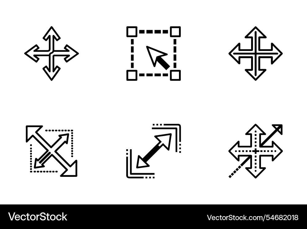 Expand icon bundle set in creative style Expand icon bundle set in creative style vector image