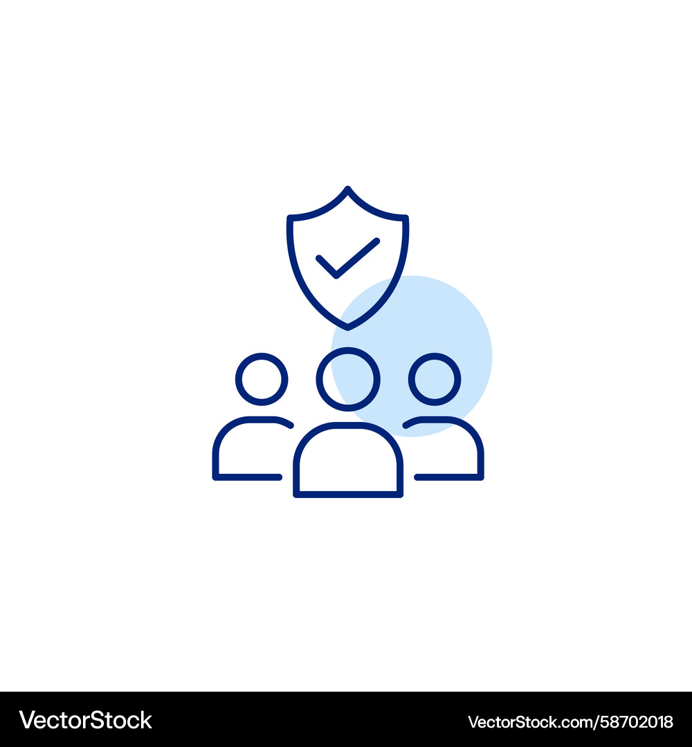 Group of users shield and checkmark verified Group of users shield and checkmark verified Vector Image