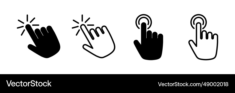 Hand click icon clicking finger pointer Hand click icon clicking finger pointer vector image