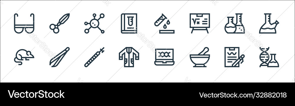 Laboratory line icons linear set quality Vector Image