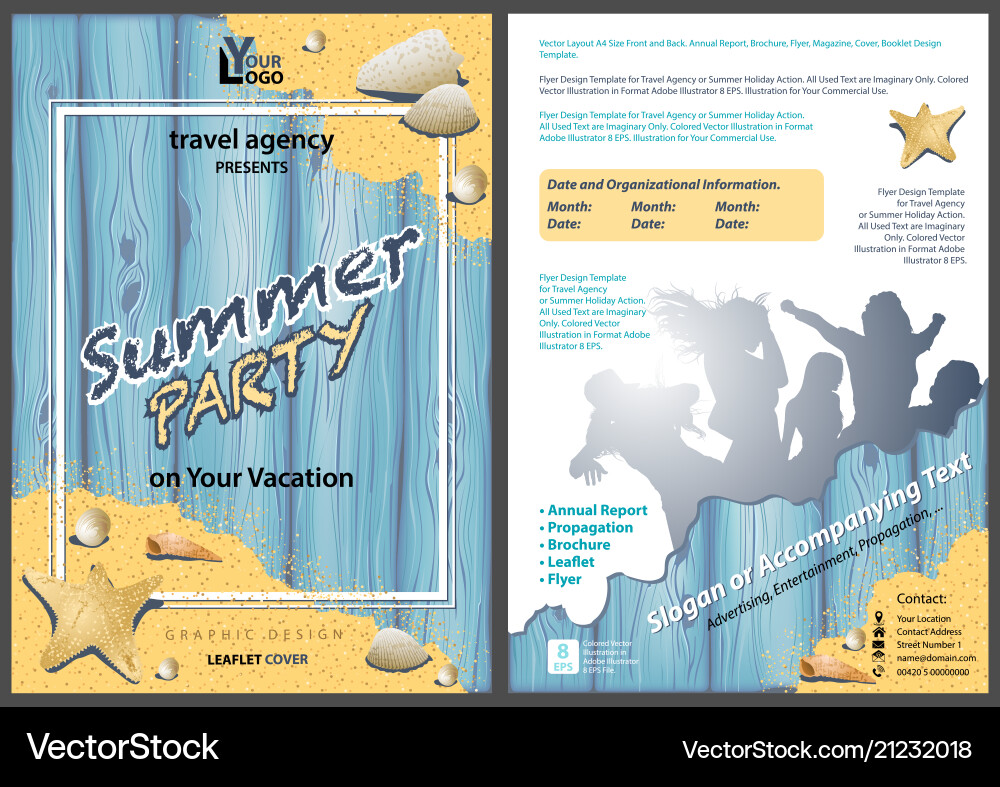 Leaflet template summer party Leaflet template summer party vector image