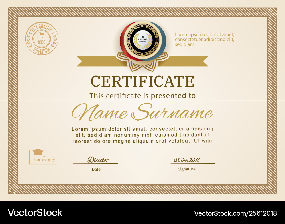 Official certificate with beige simple border Official certificate with beige simple border vector image