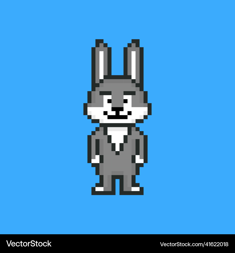 Pixel art rabbit character vector image