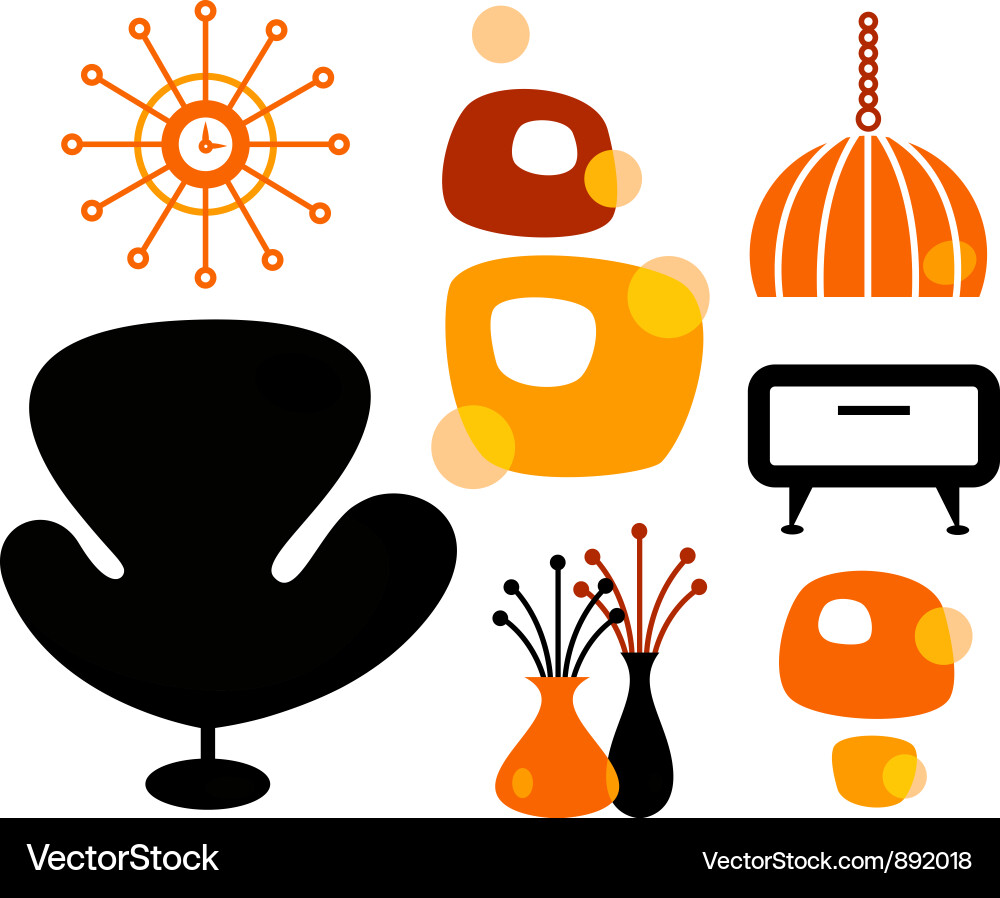 Retro 60s Furniture Collection vector image