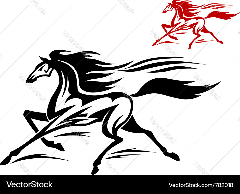 Running Stallion Silhouette vector image