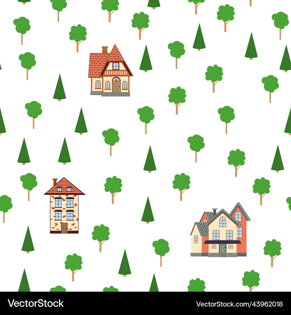 Seamless pattern of different colorful houses Seamless pattern of different colorful houses Vector Image