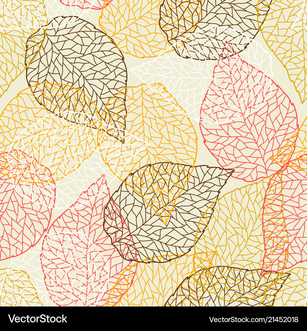 Seamless pattern with falling leaves vector image