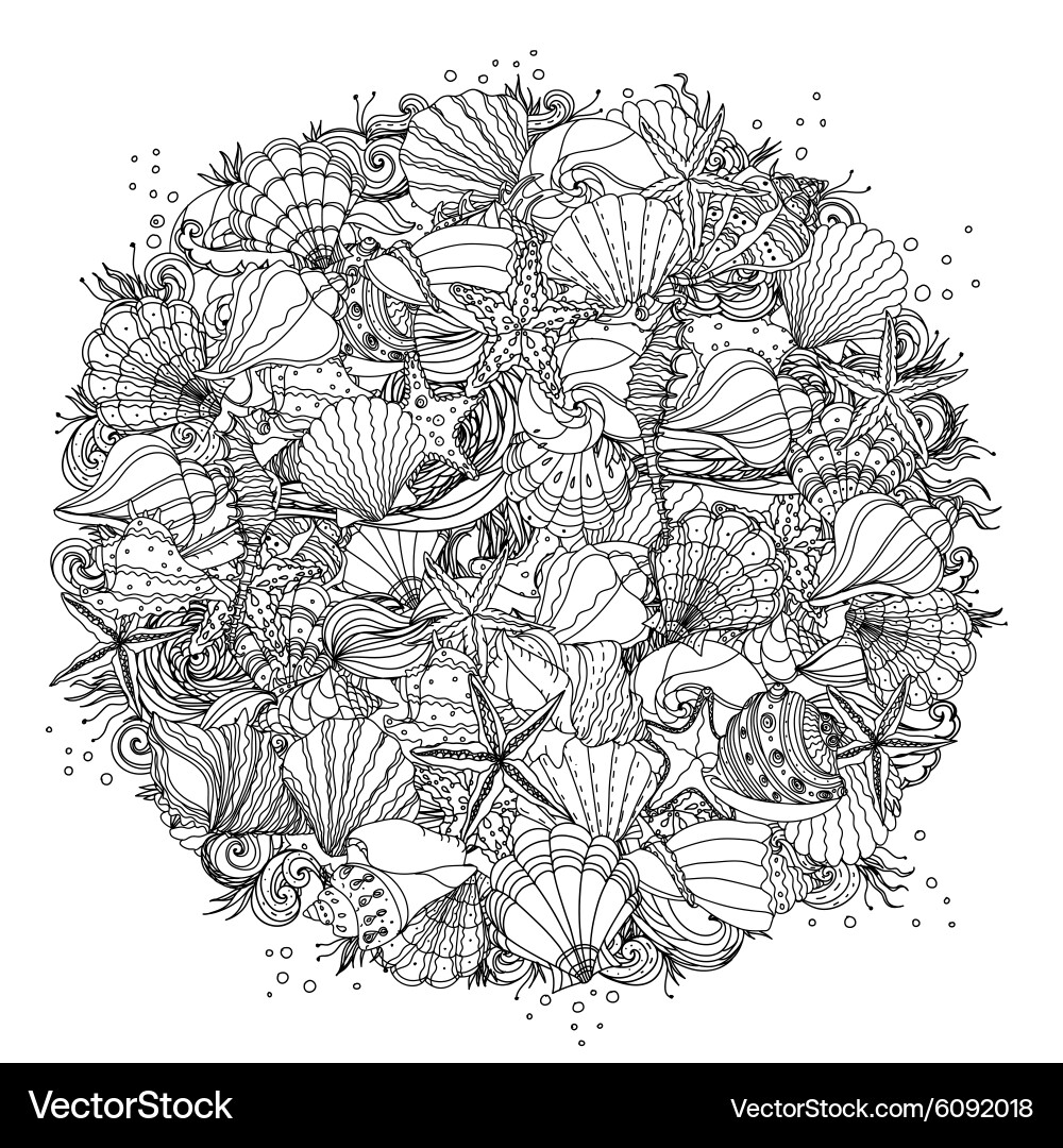 Seashell Zentangle Pattern vector image