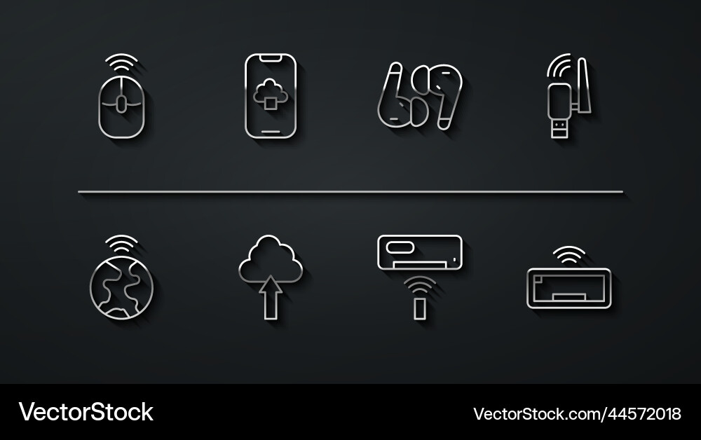Set line wireless computer mouse global Set line wireless computer mouse global Vector Image