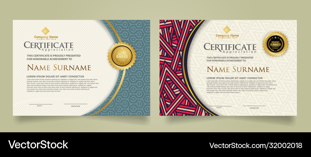 Set modern certificate template with dynamic Set modern certificate template with dynamic vector image