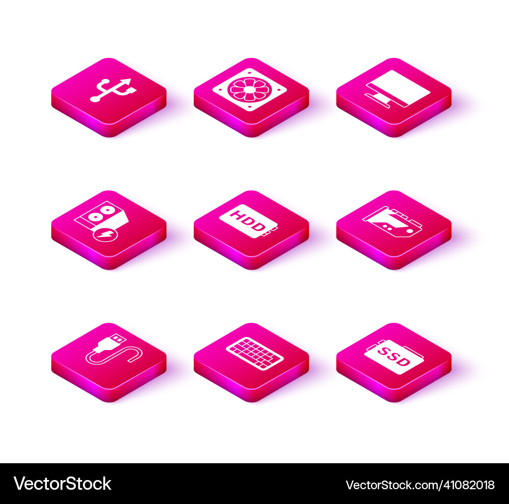 Set usb cable cord keyboard case of computer Set usb cable cord keyboard case of computer vector image