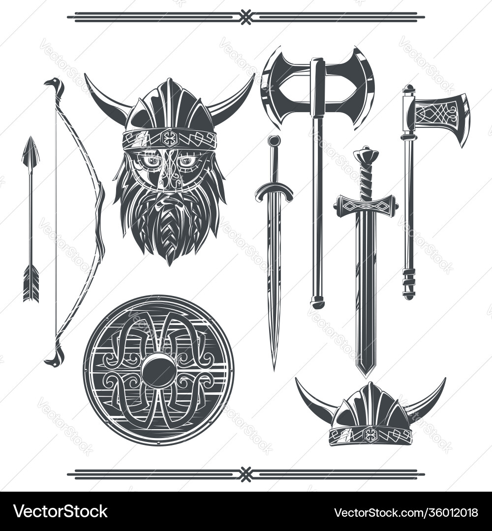 Set vikings elements for creating your own vector image
