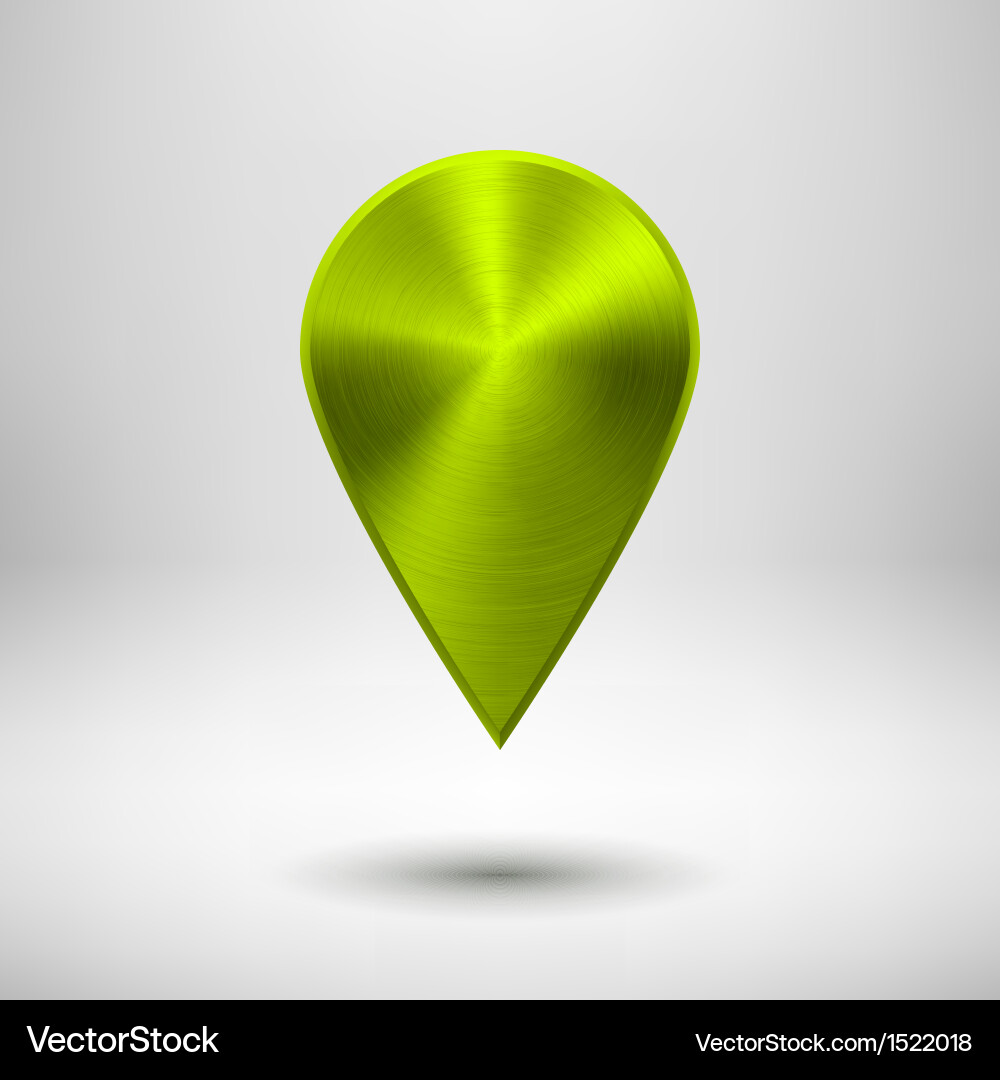Technology pointer button with green metal texture Vector Image