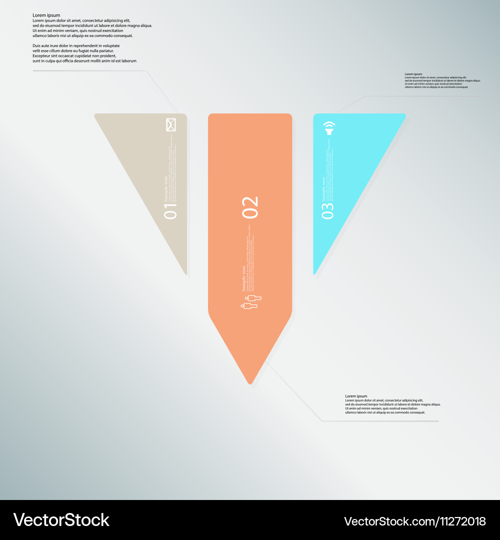 Triangle template consists of three color parts Vector Image