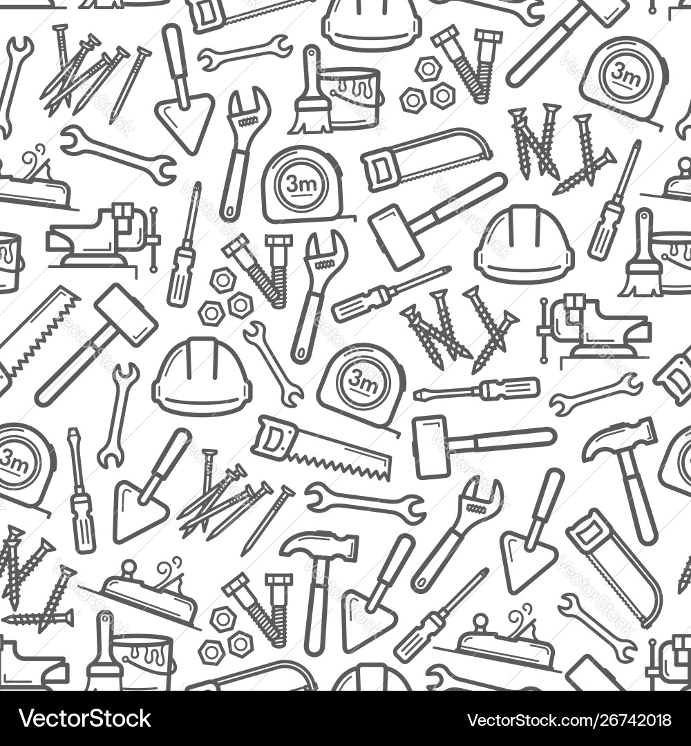 Work tools pattern hammer screwdriver spanner Vector Image