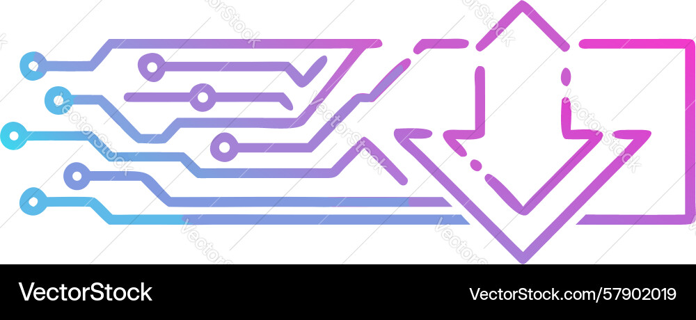 Abstract circuit download icon network data vector image
