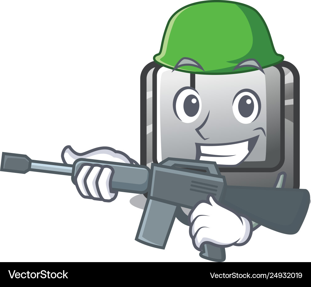 Army button i on a keyboard mascot Vector Image