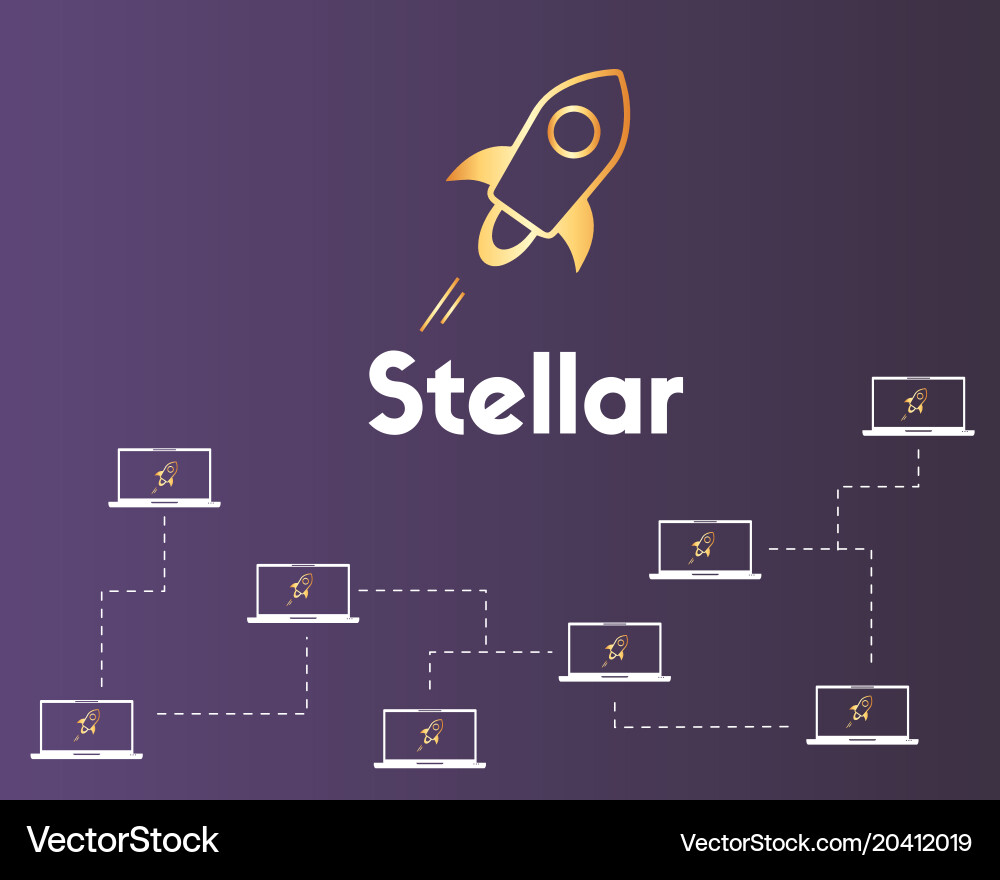 Blockchain stellar networking style background Vector Image