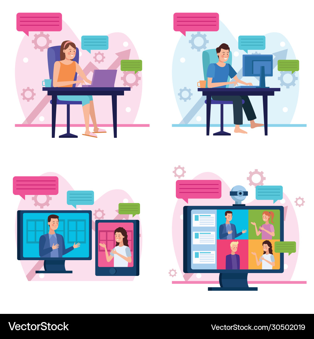Business people in meeting online reunion Business people in meeting online reunion vector image