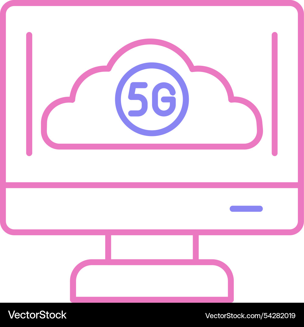 Cloud connection line two colour icon vector image