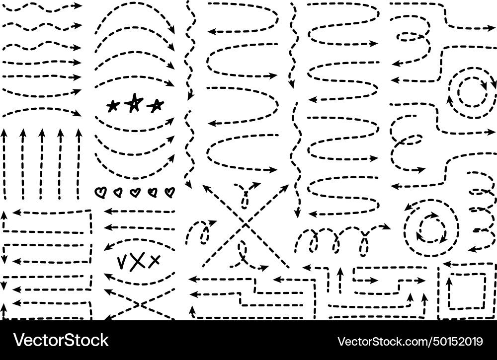 Dotted Line with Arrows and Dashes Vector Image