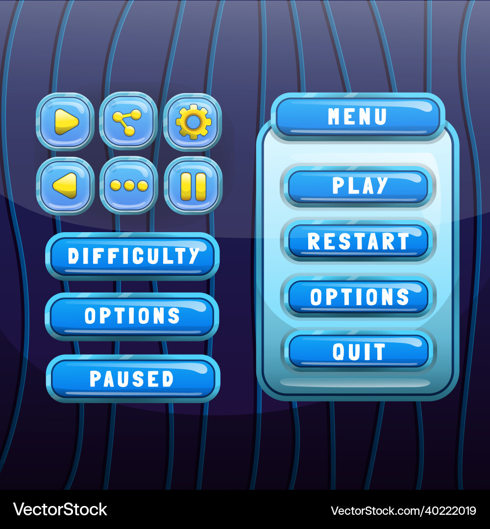 Game template gui kit interface log in page Game template gui kit interface log in page vector image