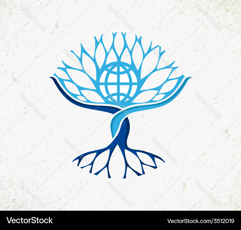 Global Unity Tree Icon vector image